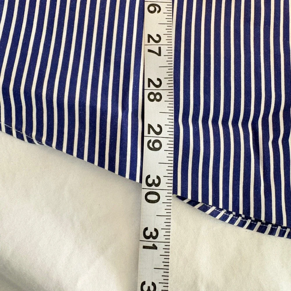 Polo Ralph Lauren Regent Custom Fit Striped Shirt Mens 17 Blue White Long Sleeve